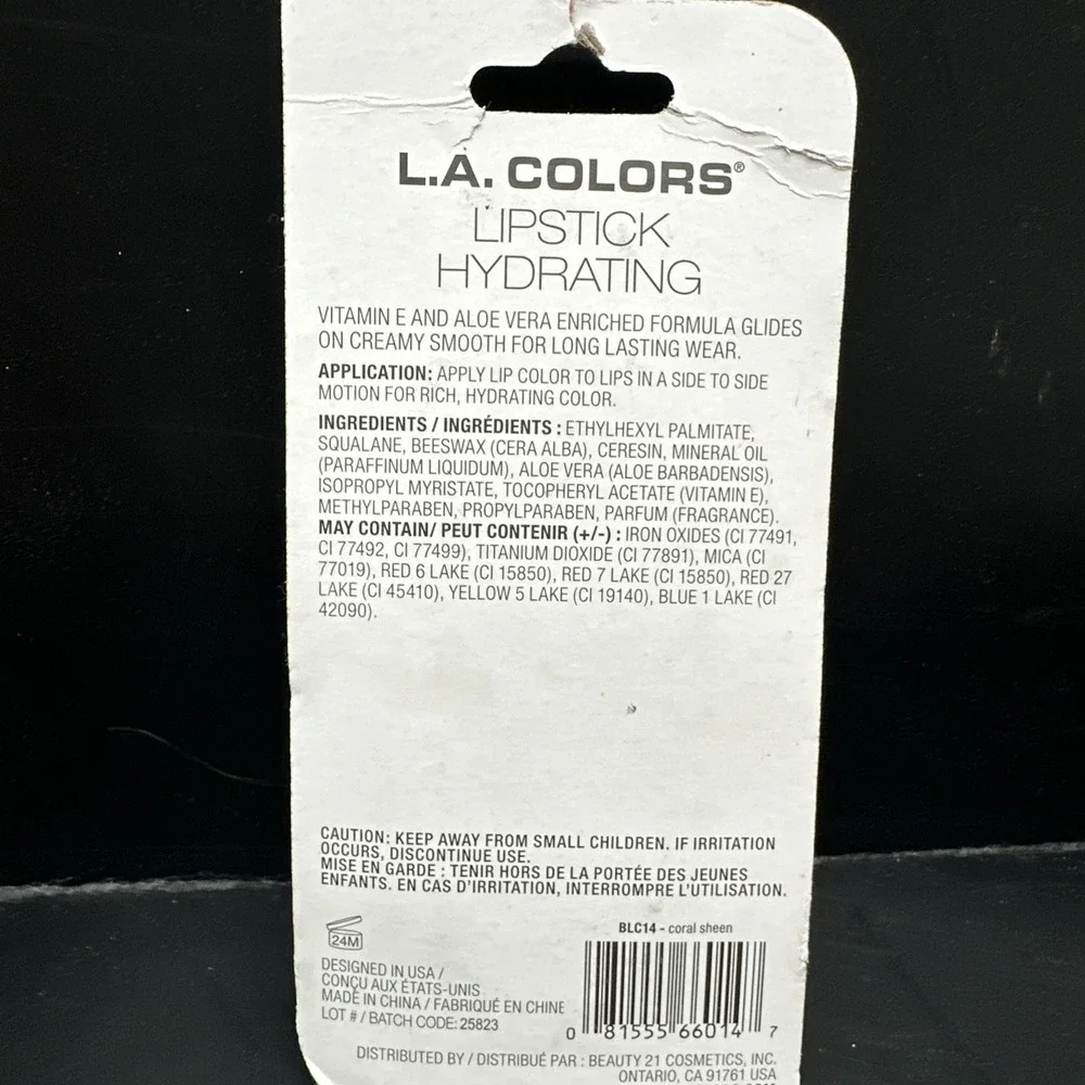 L.A. COLORS Hydrating Lipstick Coral Sheen 🍑#BLC14‎